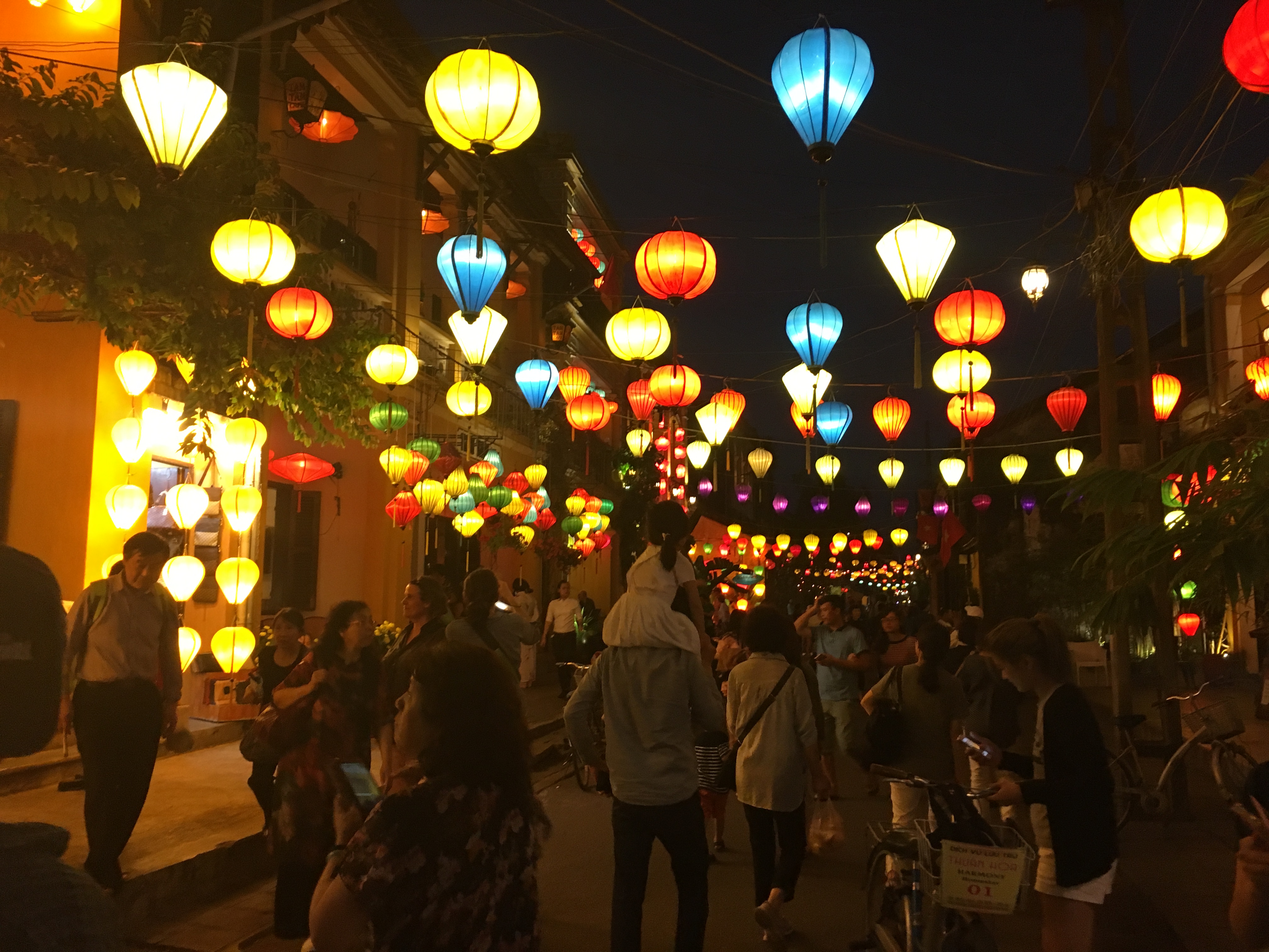 Street lanterns at night in Hoi An Ancient Town, Vietnam.