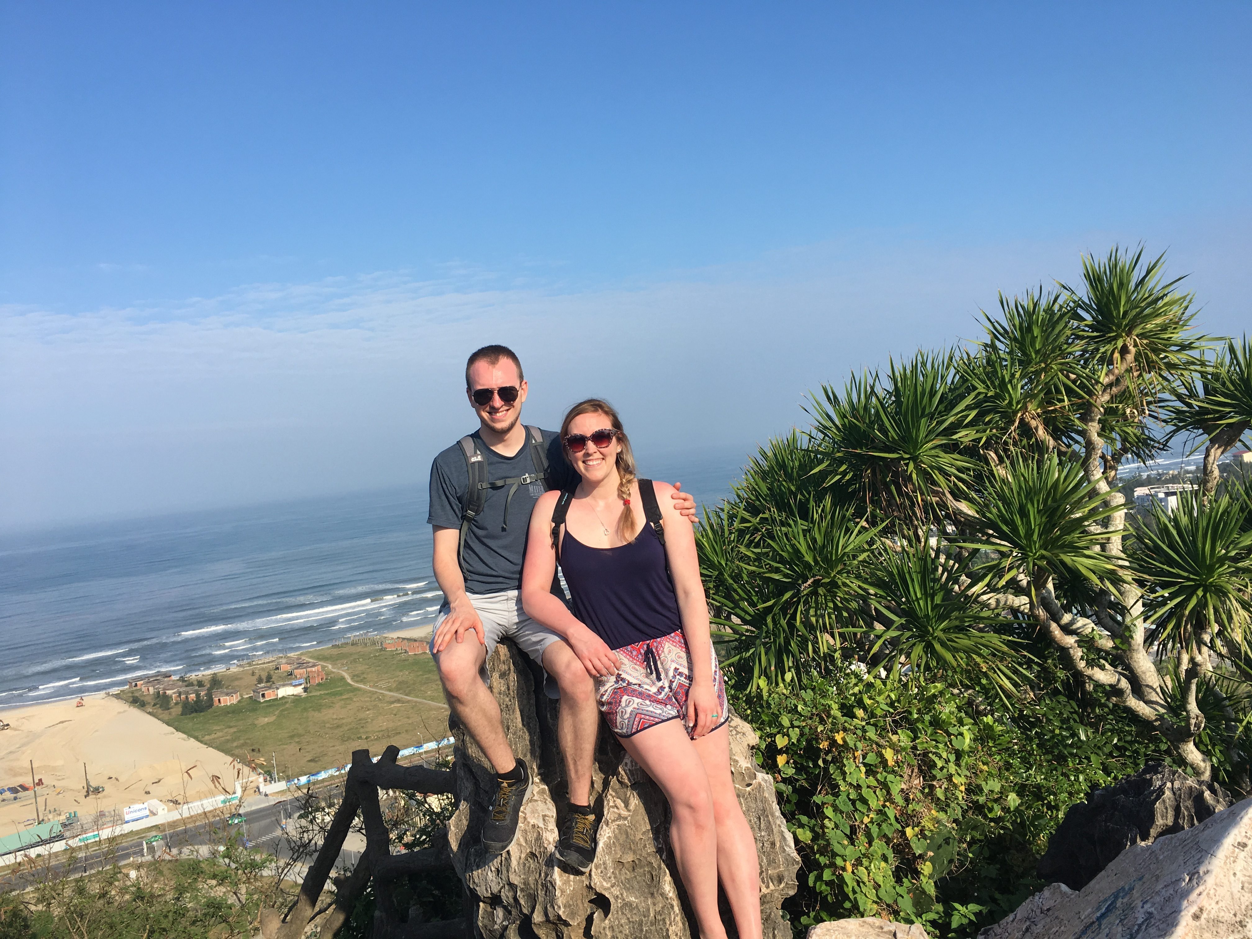 Ben and Erinn at the top of Marble Mountain in Da Nang, Vietnam.