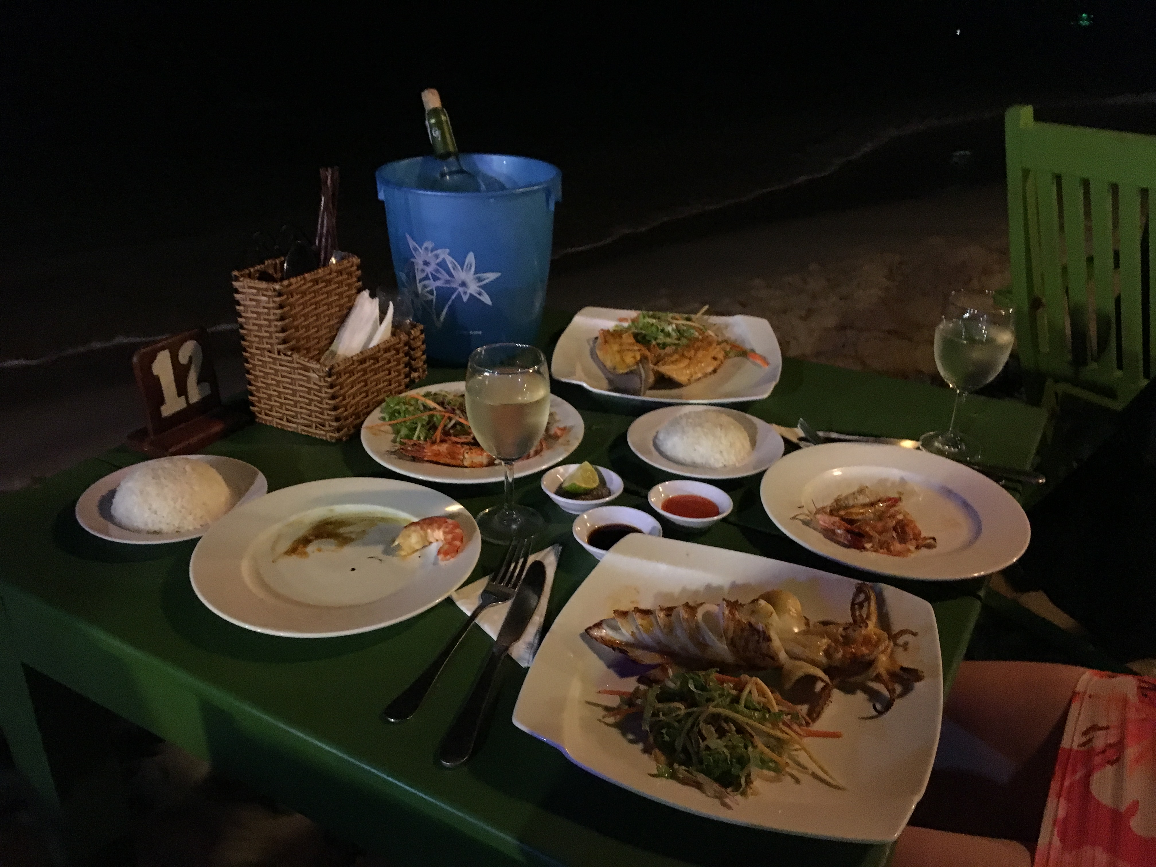 Dinner on the beach at Lien Hiep Thanh in Phu Quoc, Vietnam.