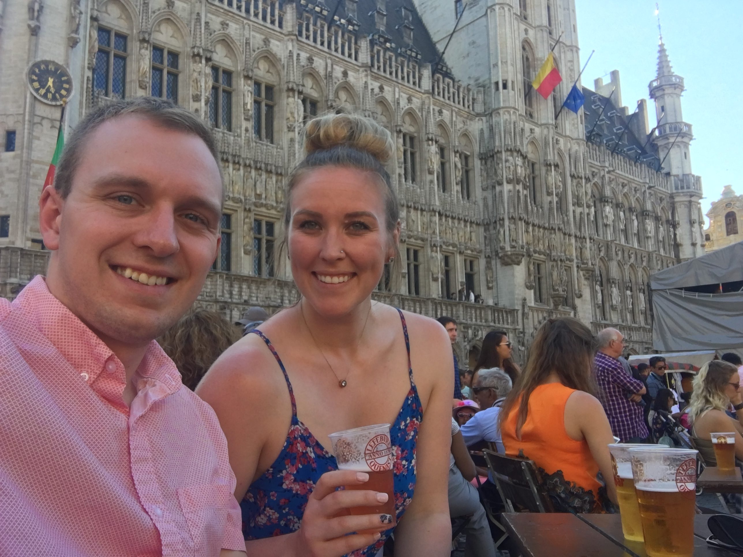 Ben and Erinn at the Grand-Place in Brussels, Belgium.