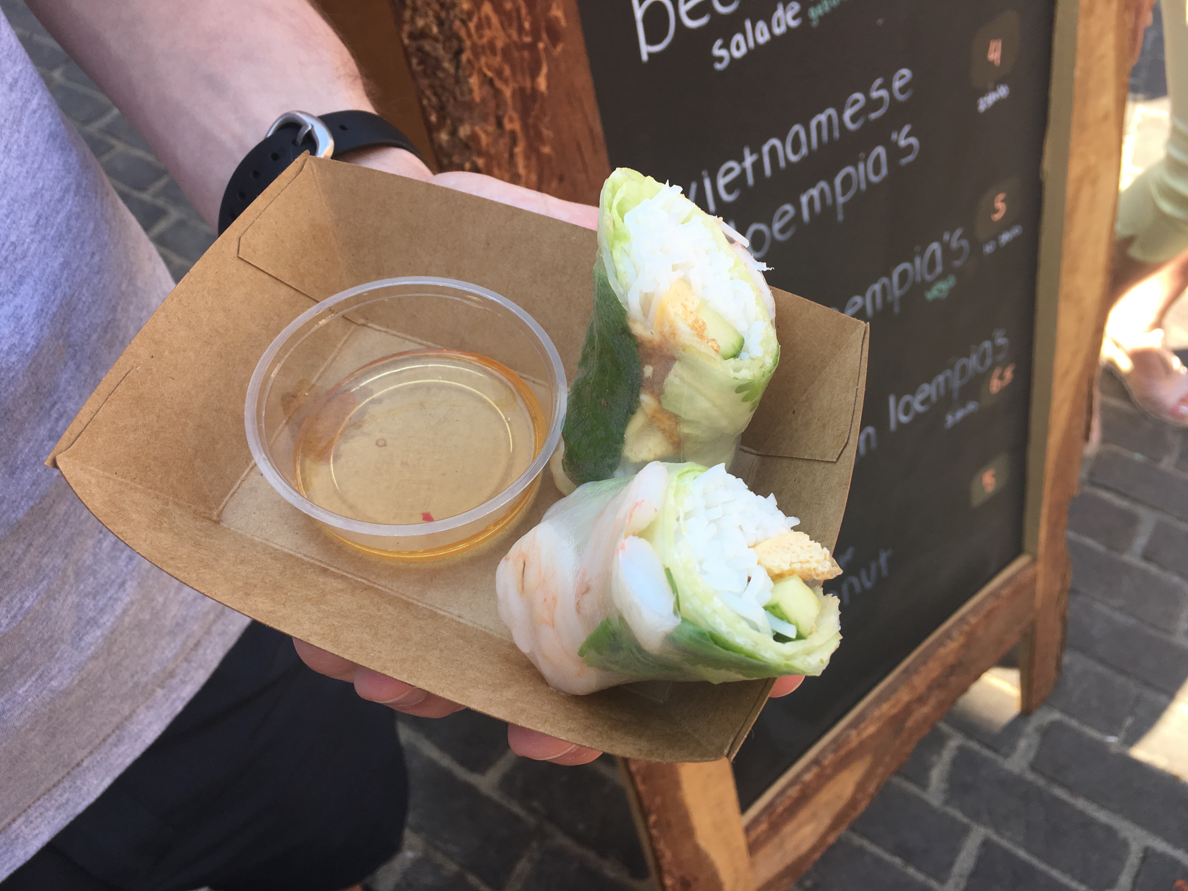 Vietnamese spring rolls from culinary festival in Ghent, Belgium.