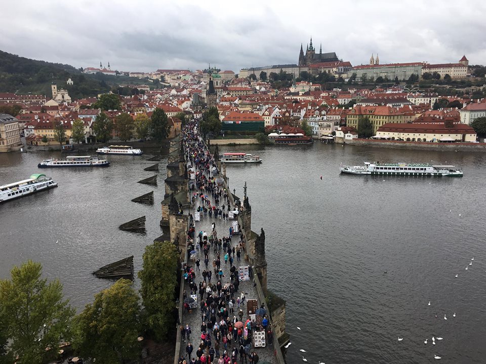 View of Charles Bridge in Prague.