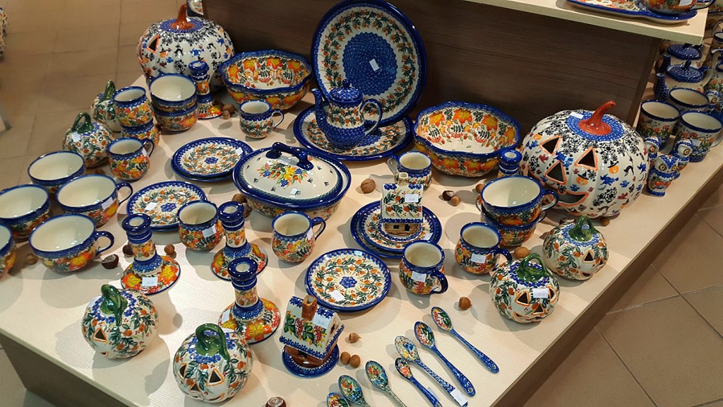 Polish pottery at a shopping bazaar in Germany.