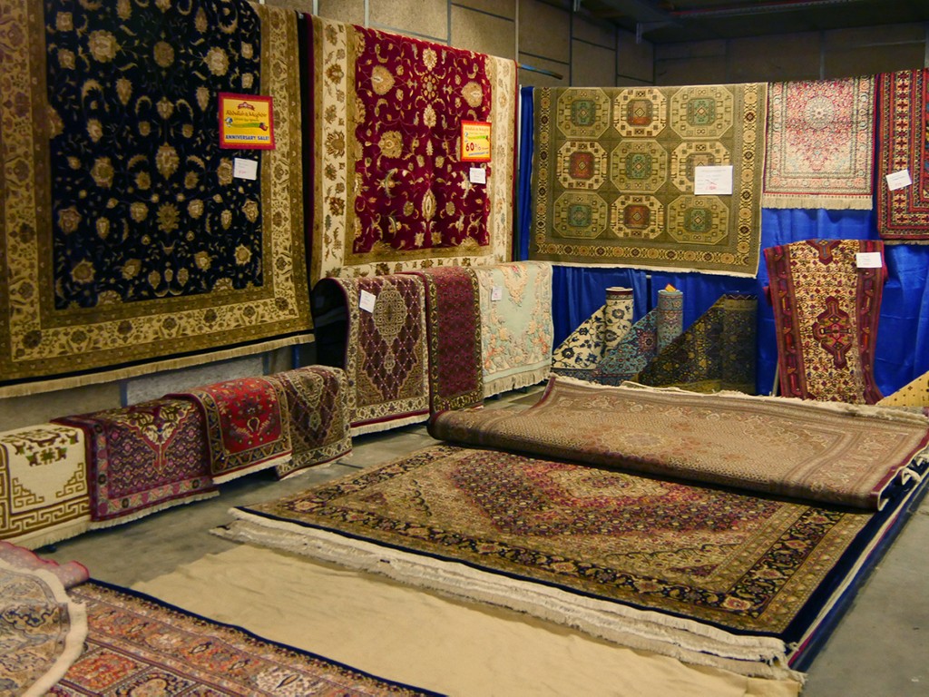 Turkish rugs for sale at a shopping bazaar in Germany.
