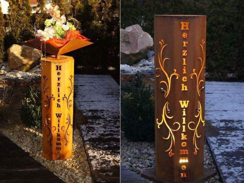 A decorative fire column