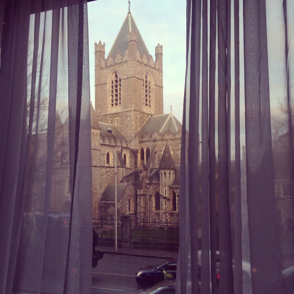 View of Christ Church Cathedral from our hotel room in Dublin.