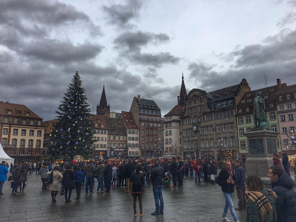 A large Christmas tree in Strasbourg, France.
