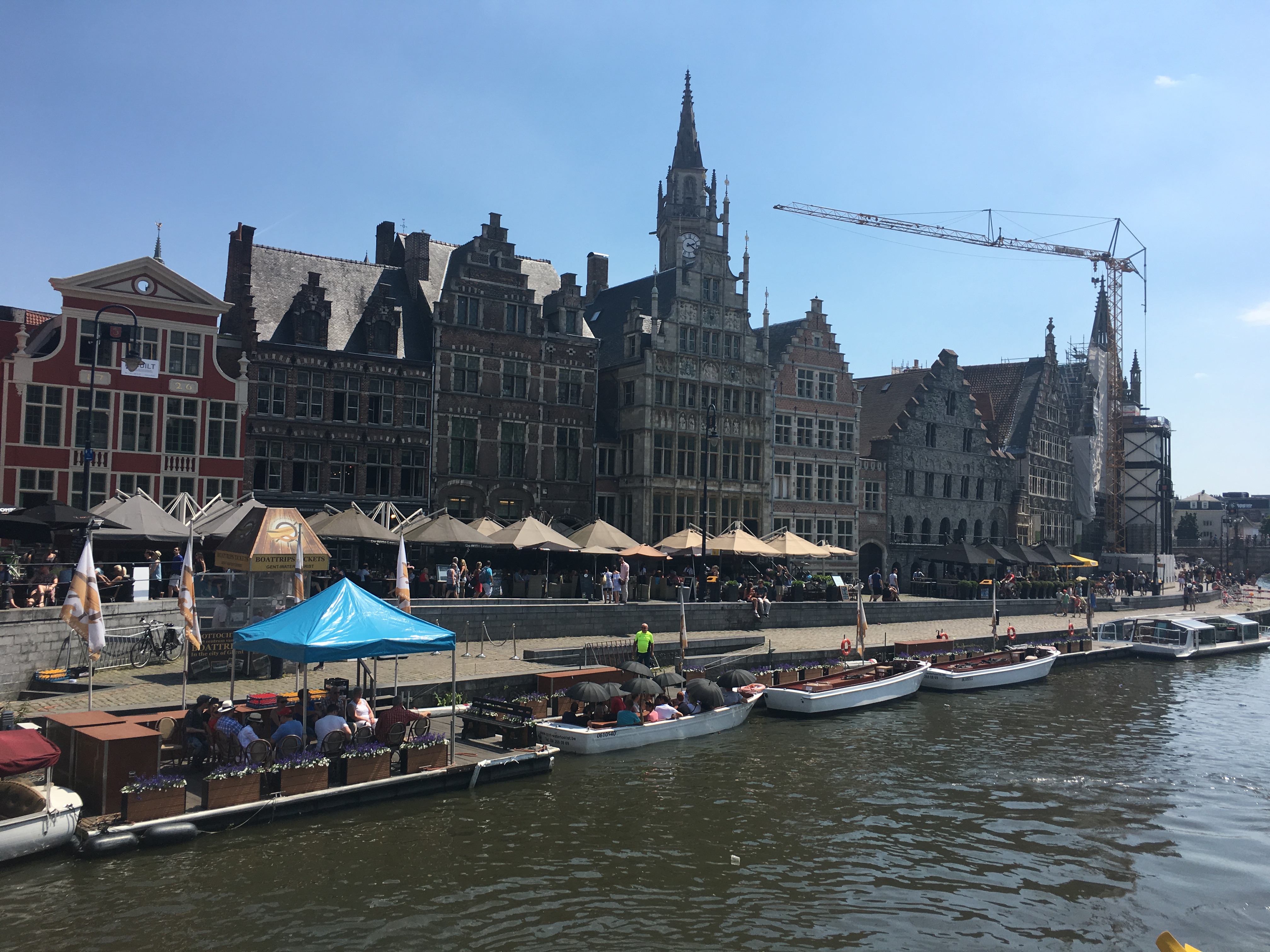 Buildings along the water in Ghent, Belgium.