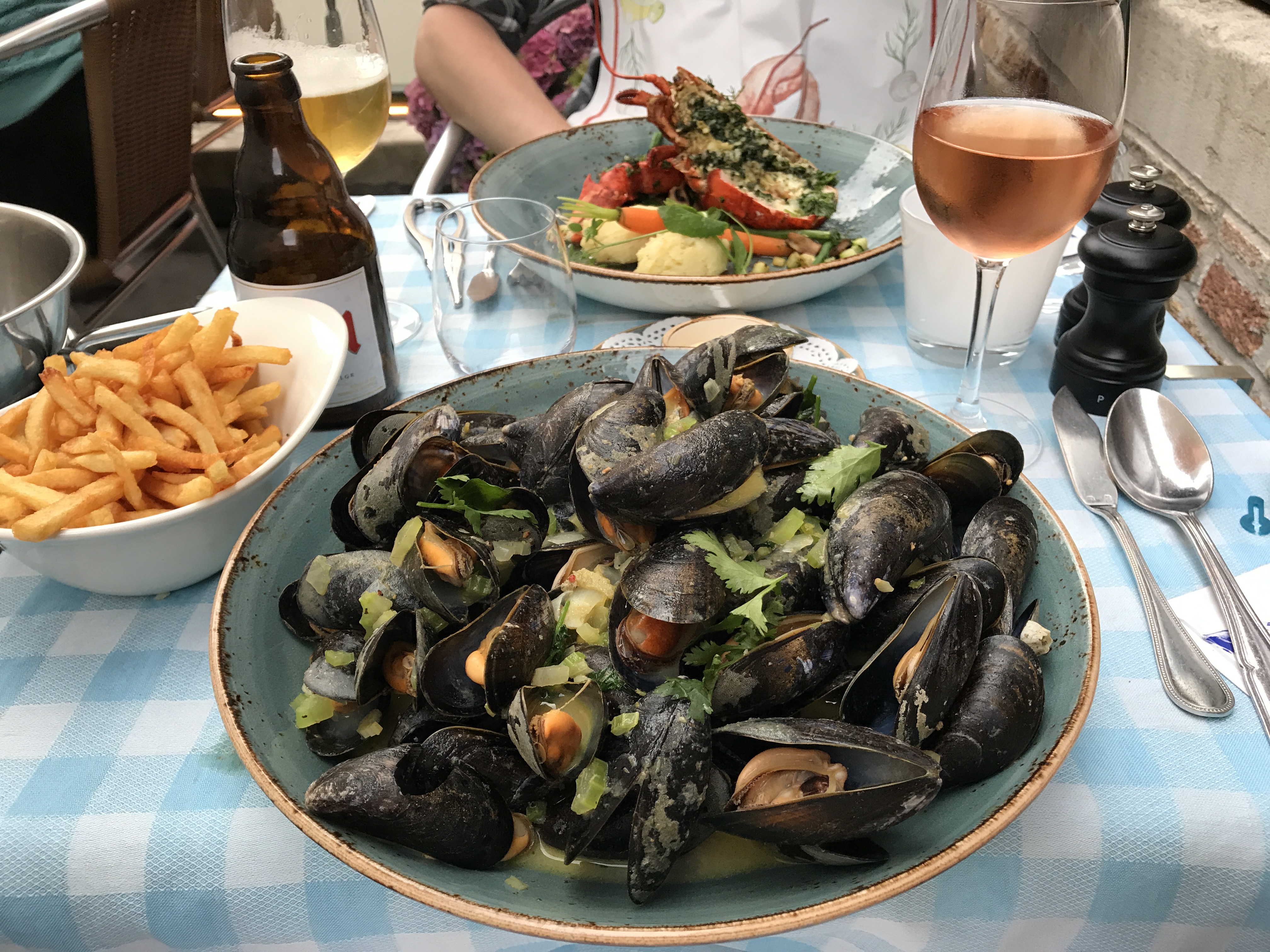 Mussels at De Gouden Kroes restaurant in Bruges, Belgium.
