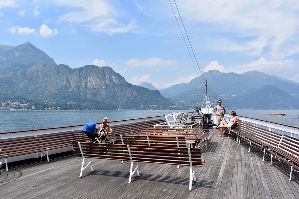The deck of the steam boat tour in Lake Como, Italy.