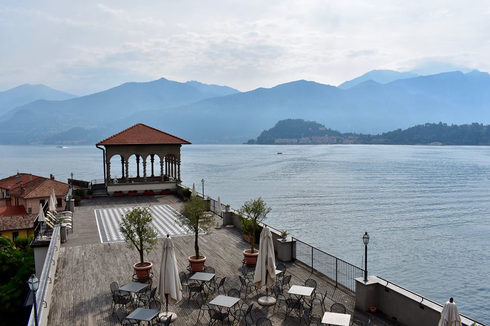 The rooftop bar at the Grand Hotel Cadenabbia, Lake Como, Italy.