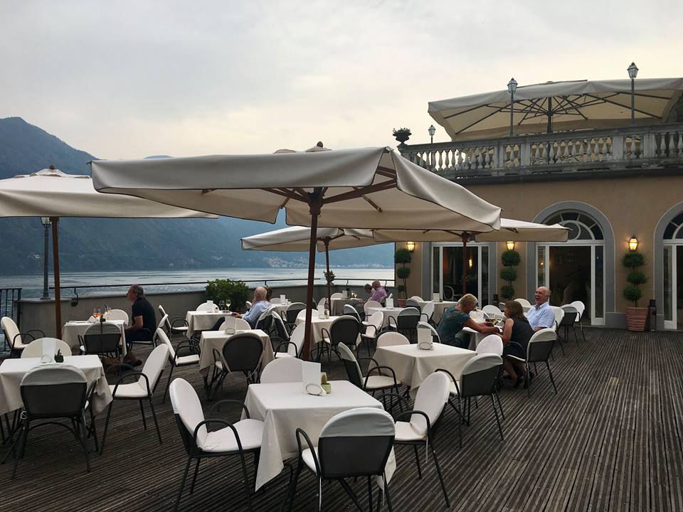 The rooftop bar at the Grand Hotel Cadenabbia, Lake Como, Italy.