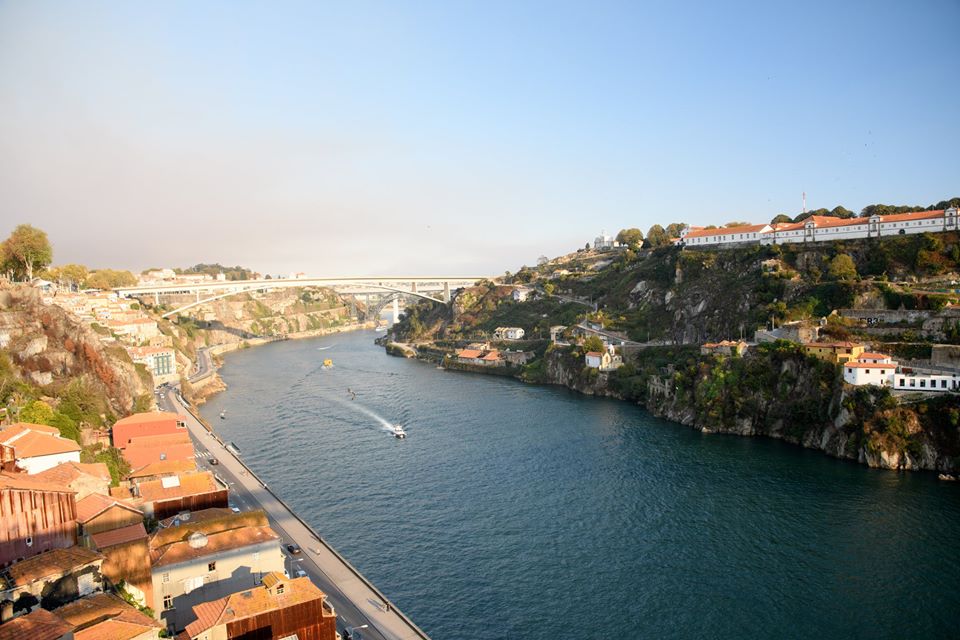 Scenic views from the Dom Luis I bridge in Porto, Portugal.