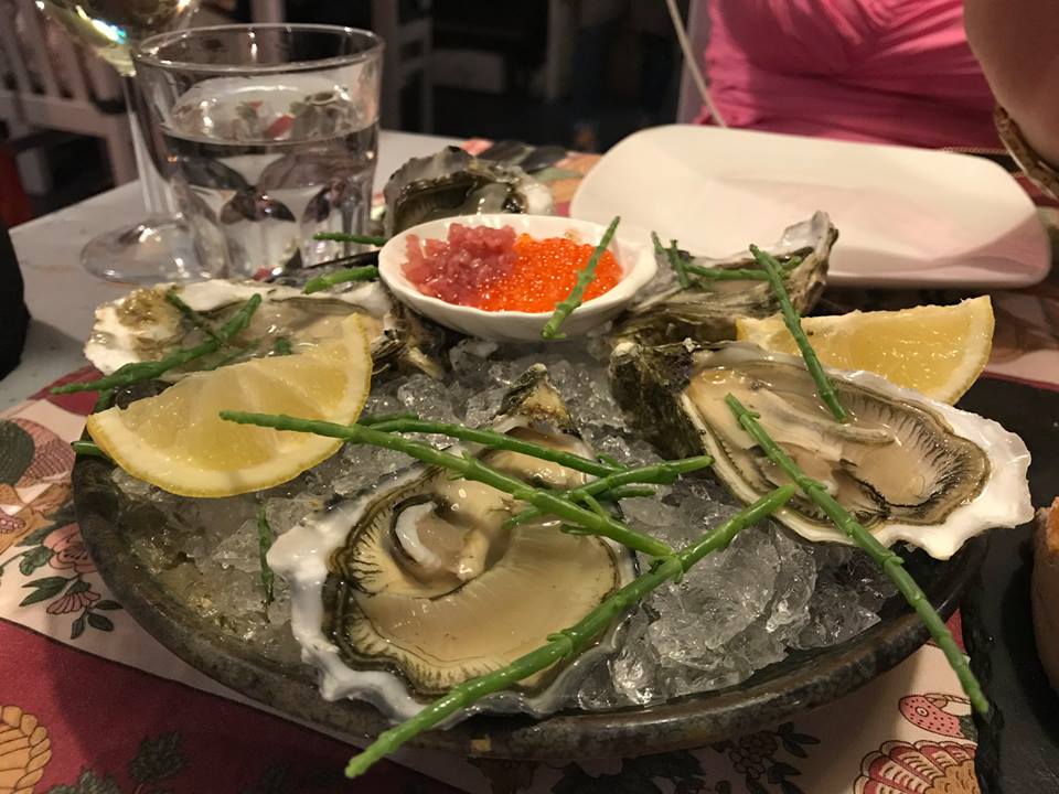 A plate of oysters at Tapabento restaurant in Porto, Portugal.