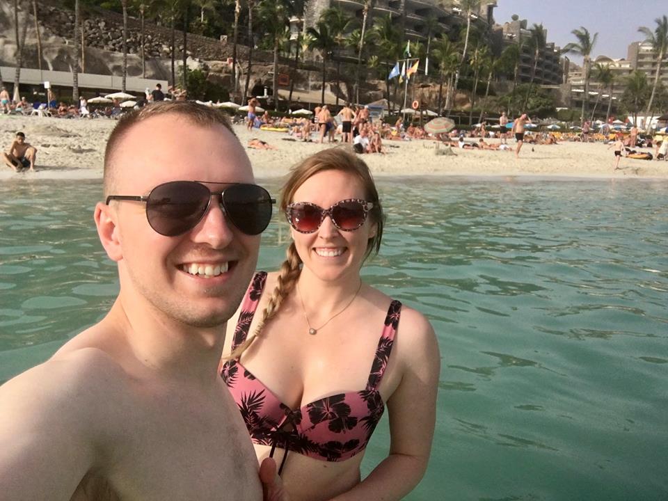Ben and Erinn at Playa de Anfi beach.