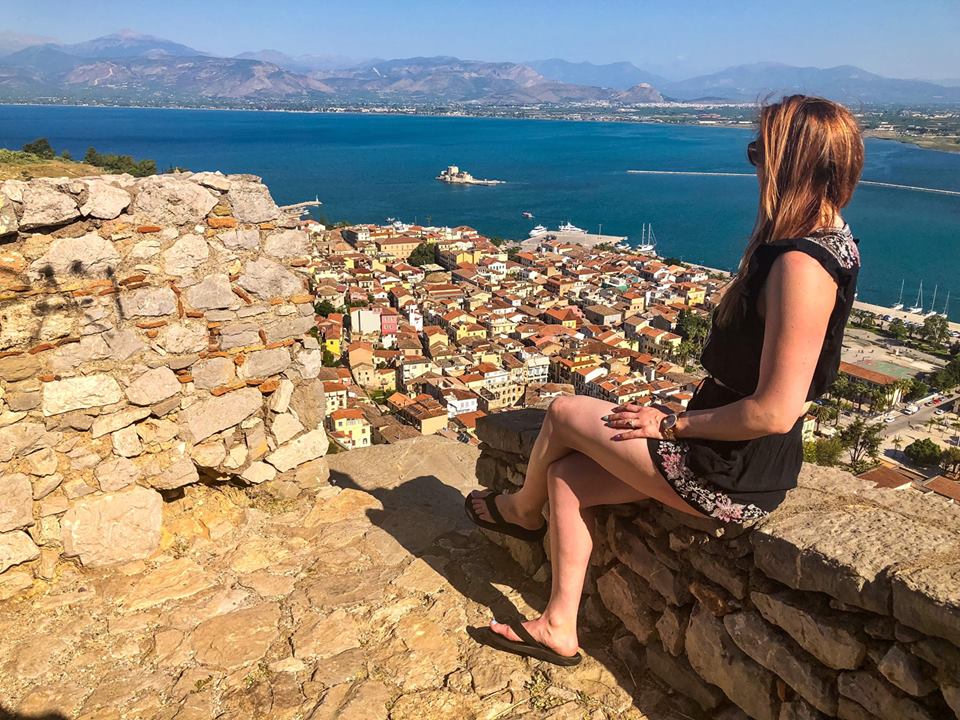 Erinn looking over Nafplio, Greece, from the Palamidi Fortress.