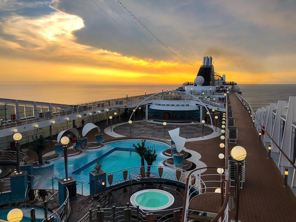 Watching the sunset on board the MSC Poesia. 