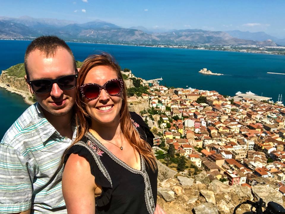 Ben and Erinn, and views of Nafplio, Greece, from the Palamidi Fortress.